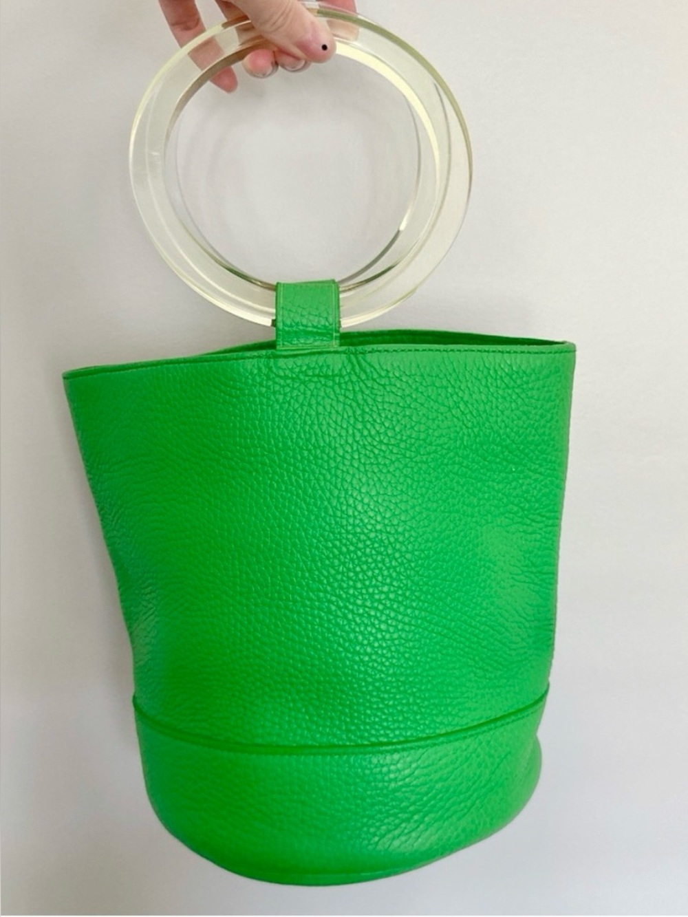 Simon Miller Medium Bonsai Leather Bucket Bag in Lime Green